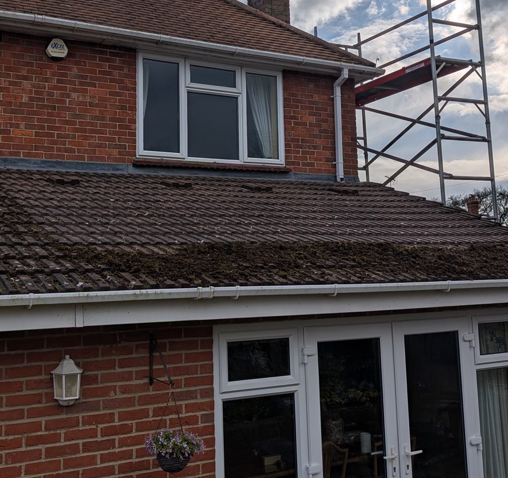 Removing moss from a lower roof Removing moss from a lower roof